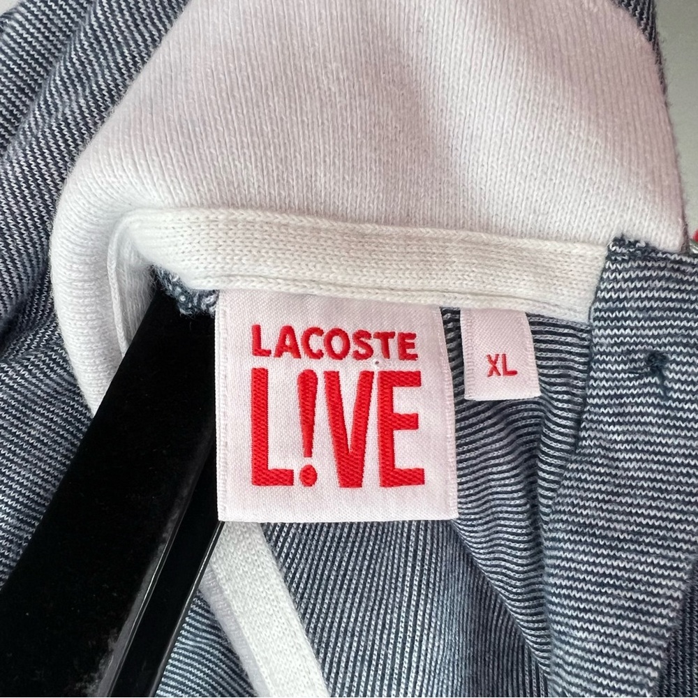 Lacoste live collared shirt striped navy white logo crocodile front milkmaid y2k - Picture 9 of 10